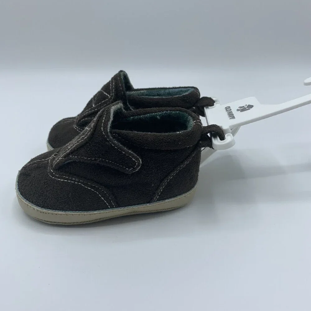 Old Navy Newborn Baby Shoes 3-6 Months Slip On Soft Sole Slippers Brown New
